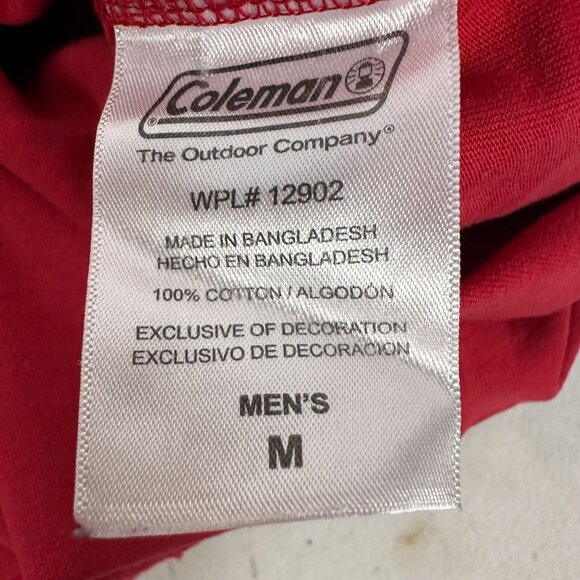 Coleman Men's Red T-Shirt The Outdoor Company Est. 1900 100% Cotton Size M - Picture 5 of 6